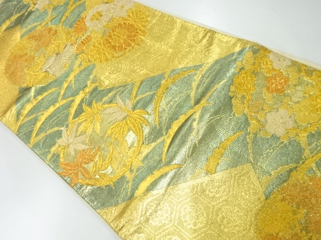 リサイクル　花丸文様織出し袋帯